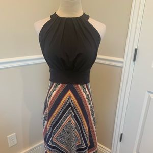 Navy Blue Geometric Maxi Dress